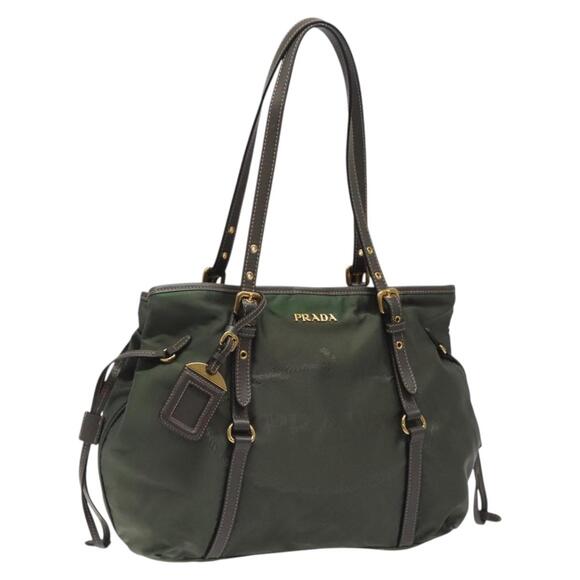 PRADA Tote Bag Nylon Khaki Gold - Picture 1 of 13